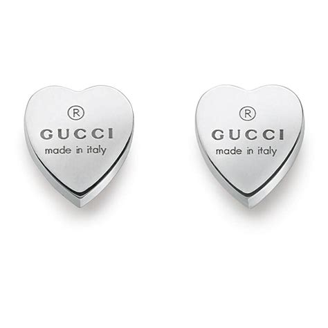 gucci trademark sterling silver heart earrings|gucci interlocking g silver earrings.